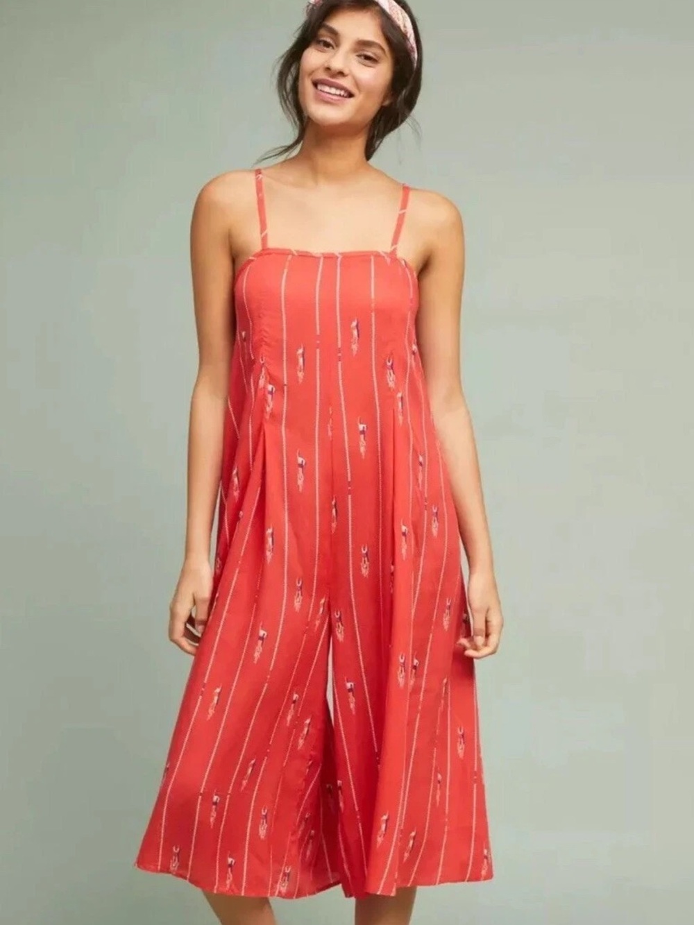 Anthropologie Postmark Virginia Cropped Wide Leg Jumpsuit Size XS Resort